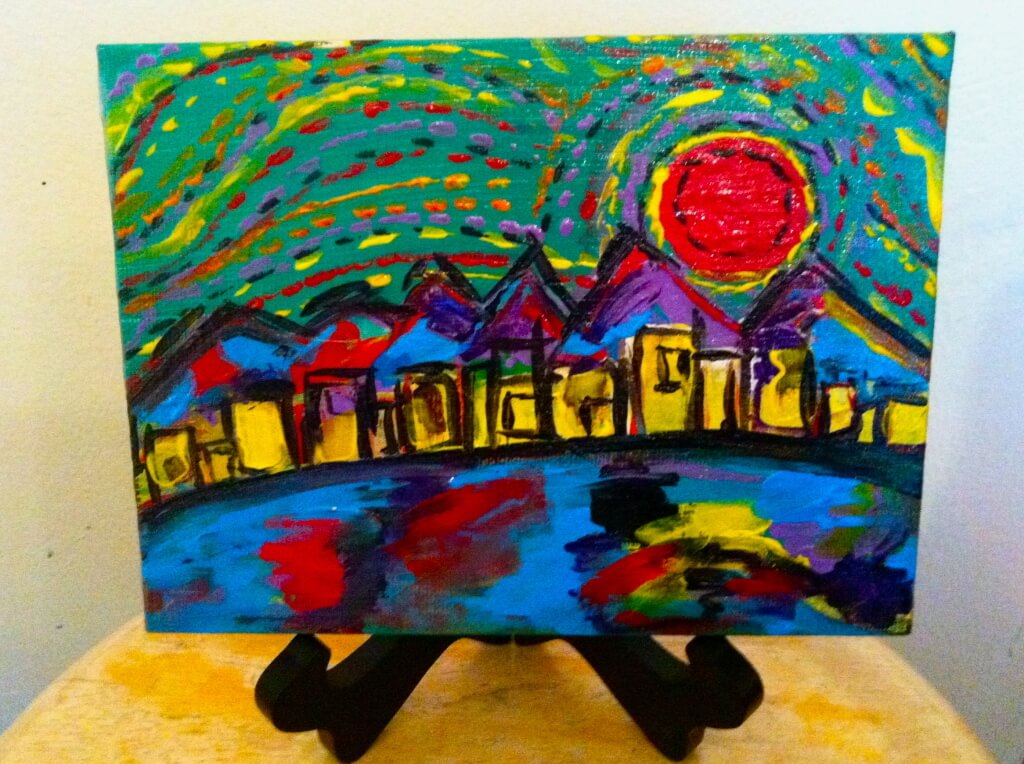 Whimsical Anchorage Sunset - 100days.100paintings.