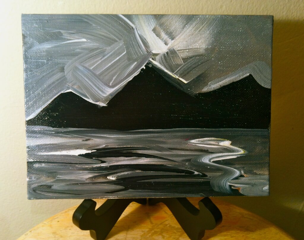 Grayscale Mountain Sunset - 100days.100paintings.