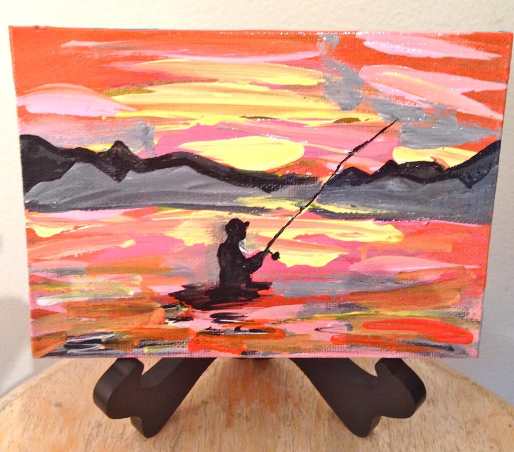 Salmon Fisherman Sunset - 100days.100paintings.